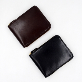 中国Leather zipper medium wallet-Wholesale leather wallet-Men black leather Purse工場